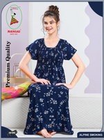 ALPINE Smocking Nighty | Beautiful Pleated Design | Side Pocket | Stylish Nighty for Trendy Women's | Your Perfect Nightwear Collection's (SAP)