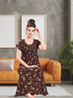 ALPINE Smocking Nighty | Beautiful Pleated Design | Side Pocket | Stylish Nighty for Trendy Women's | Your Perfect Nightwear Collection's (SAP)