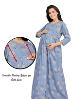 New ArrivalsONLY MINE Premium 4-IN-ONE Mom's Wear - Soft & Smooth Rayon | Maternity | Feeding | Long Frock | Casual Wear for Pregnancy Women's (4-IN-ONE-LFRK)