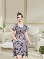 ALPINE Smocking Nighty | Beautiful Pleated Design | Side Pocket | Stylish Nighty for Trendy Women's | Your Perfect Nightwear Collection's (SAP)