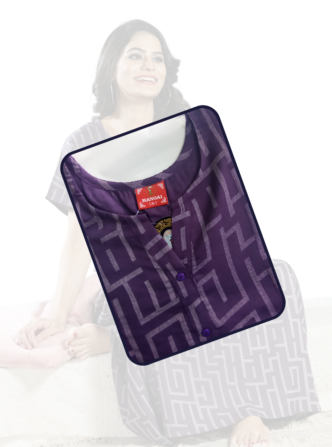 MANGAI Premium Alpine MAXI Style | Full Length Stylish MAXI Model Nighties | Side Pocket | Half Sleeve | Perfect Nightwear Collection's for Trendy Women's