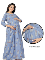 New ArrivalsONLY MINE Premium 4-IN-ONE Mom's Wear - Soft & Smooth Rayon | Maternity | Feeding | Long Frock | Casual Wear for Pregnancy Women's (4-IN-ONE-LFRK)