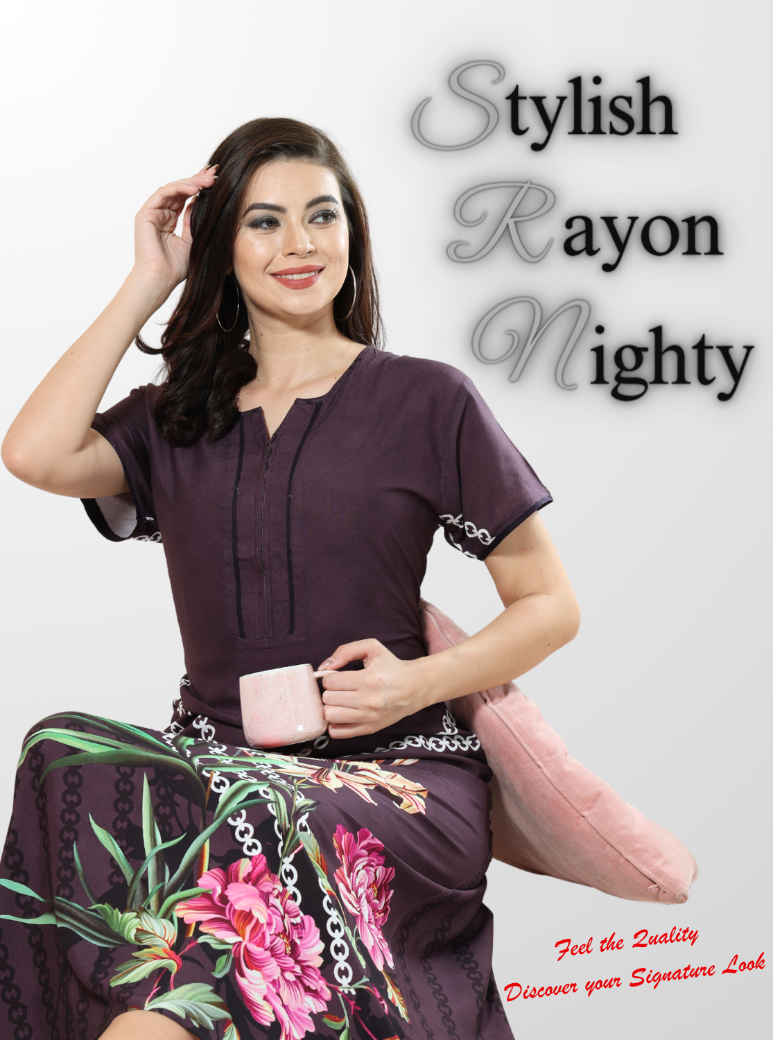 New Arrivals MANGAI Rayon Digital Printed Stylish Nighties for Stylish Women's | Updated Collections | Superior Quality | All Over Printed |Trendy Nighties for Women's