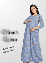 New ArrivalsONLY MINE Premium 4-IN-ONE Mom's Wear - Soft & Smooth Rayon | Maternity | Feeding | Long Frock | Casual Wear for Pregnancy Women's (4-IN-ONE-LFRK)