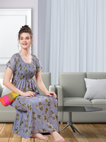 ALPINE Smocking Nighty | Beautiful Pleated Design | Side Pocket | Stylish Nighty for Trendy Women's | Your Perfect Nightwear Collection's (SAP)