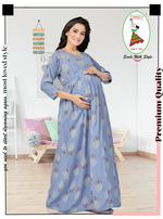 New ArrivalsONLY MINE Premium 4-IN-ONE Mom's Wear - Soft & Smooth Rayon | Maternity | Feeding | Long Frock | Casual Wear for Pregnancy Women's (4-IN-ONE-LFRK)