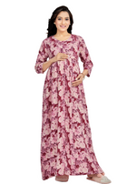 New ArrivalsONLY MINE Premium 4-IN-ONE Mom's Wear - Soft & Smooth Rayon | Maternity | Feeding | Long Frock | Casual Wear for Pregnancy Women's (4-IN-ONE-LFRK)