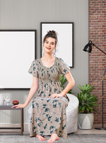 ALPINE Smocking Nighty | Beautiful Pleated Design | Side Pocket | Stylish Nighty for Trendy Women's | Your Perfect Nightwear Collection's (SAP)
