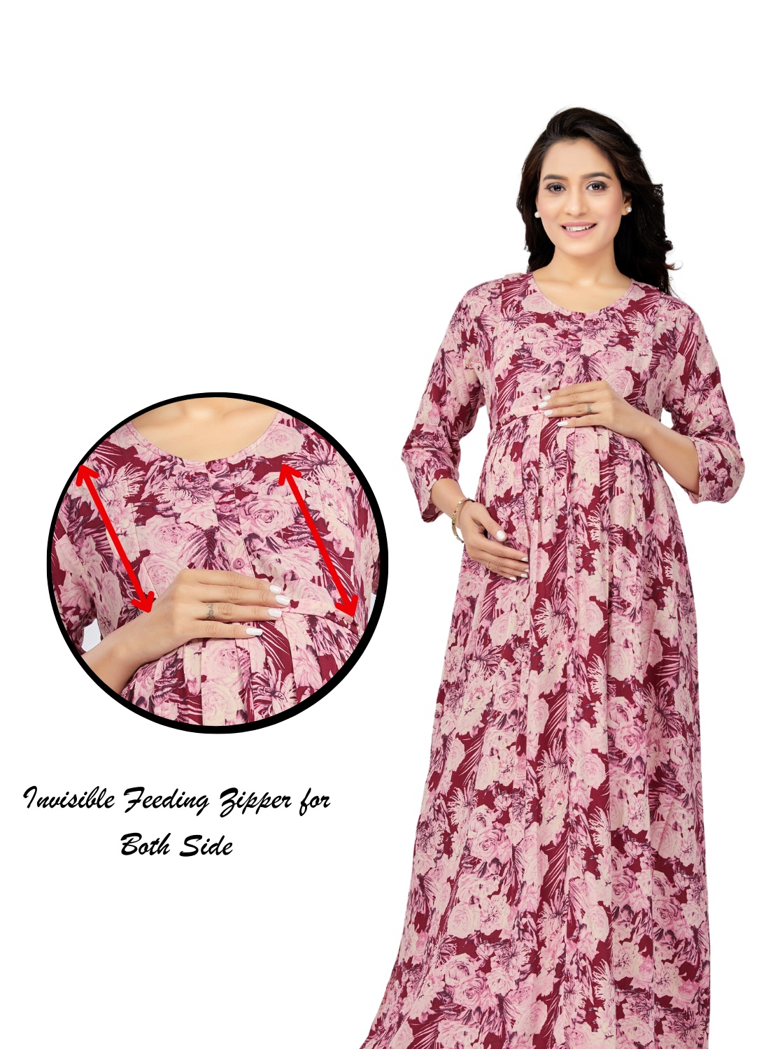 New Arrivals ONLY MINE New 4-IN-ONE Mom's Wear - Soft & Smooth Rayon | Maternity | Feeding | Maxi | Long Frock | Casual Wear | Perfect Maternity Collection for Pregnancy Women's