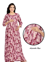 New ArrivalsONLY MINE Premium 4-IN-ONE Mom's Wear - Soft & Smooth Rayon | Maternity | Feeding | Long Frock | Casual Wear for Pregnancy Women's (4-IN-ONE-LFRK)