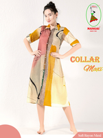 MANGAI Premium Rayon Collar MAXI Nighty for Women | Long Sleeve Stylish Nightwear for Women and Teenager | Perfect Stylish Nightwear (CM)