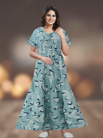 Fresh Arrivals MANGAI Alpine FULL FROCK Model Nighties | Beautiful Stylish Frock Style | Stylish Fancy Sleeves | Side Pocket | Perfect Nightwear Trendy Women's (FRK)