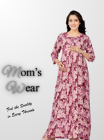 New ArrivalsONLY MINE Premium 4-IN-ONE Mom's Wear - Soft & Smooth Rayon | Maternity | Feeding | Long Frock | Casual Wear for Pregnancy Women's (4-IN-ONE-LFRK)