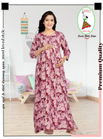 New ArrivalsONLY MINE Premium 4-IN-ONE Mom's Wear - Soft & Smooth Rayon | Maternity | Feeding | Long Frock | Casual Wear for Pregnancy Women's (4-IN-ONE-LFRK)