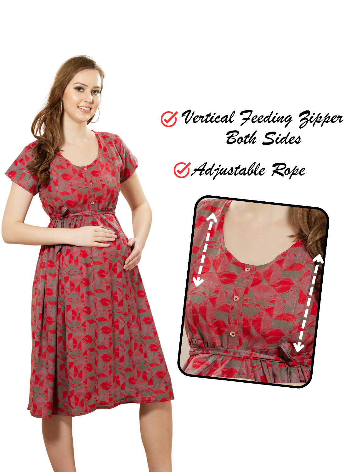 Fresh Arrivals New ONLY MINE Premium MAXI Mom's Wear | Invisible Feeding Zipper | Adjustable Rope | Casual Wear | Pregnancy Wear