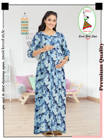 New ArrivalsONLY MINE Premium 4-IN-ONE Mom's Wear - Soft & Smooth Rayon | Maternity | Feeding | Long Frock | Casual Wear for Pregnancy Women's (4-IN-ONE-LFRK)