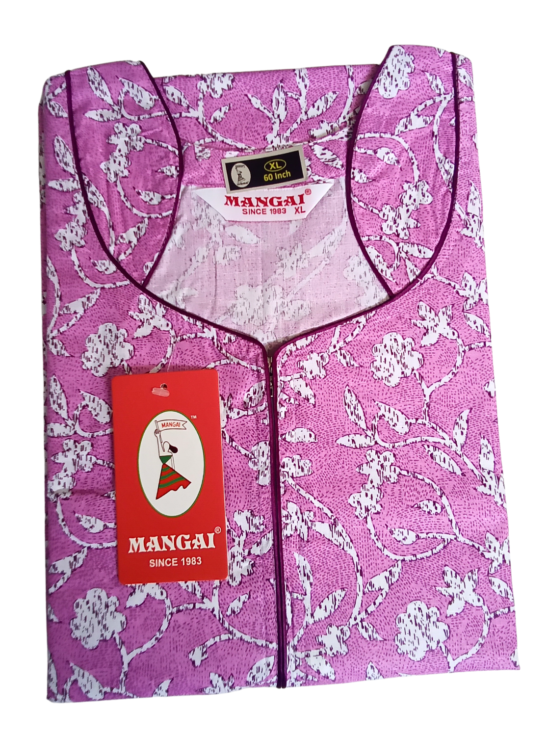 MANGAI New Arrivals Cotton 60Inch Nighties - Fancy Neck | With Side Pocket |Shrinkage Free Nighties | Stylish Collection's for Trendy Women's