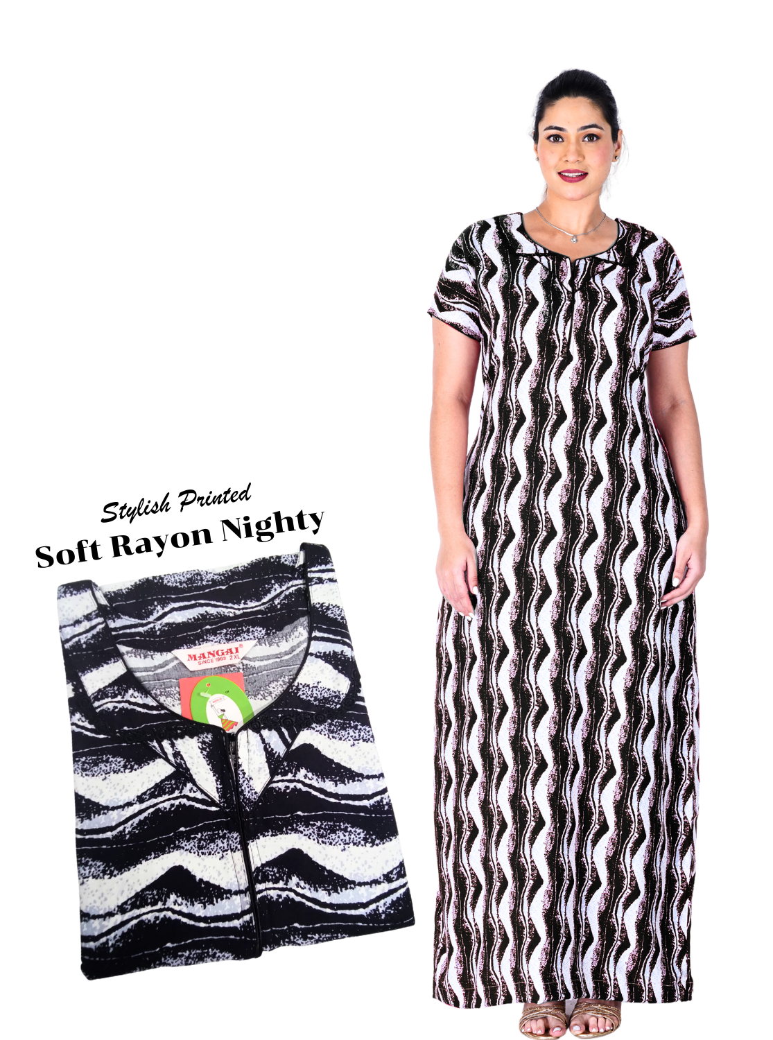 MANGAI Premium Rayon Nighties- All Over Printed Stylish Nightwear for Stylish Women | Updated Collection's