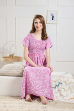 New Smocking Nighty | Stretchable Elastic Type | Beautiful Pleated Model | Side Pocket | Stylish Nighty for Stylish Women's (SYS)
