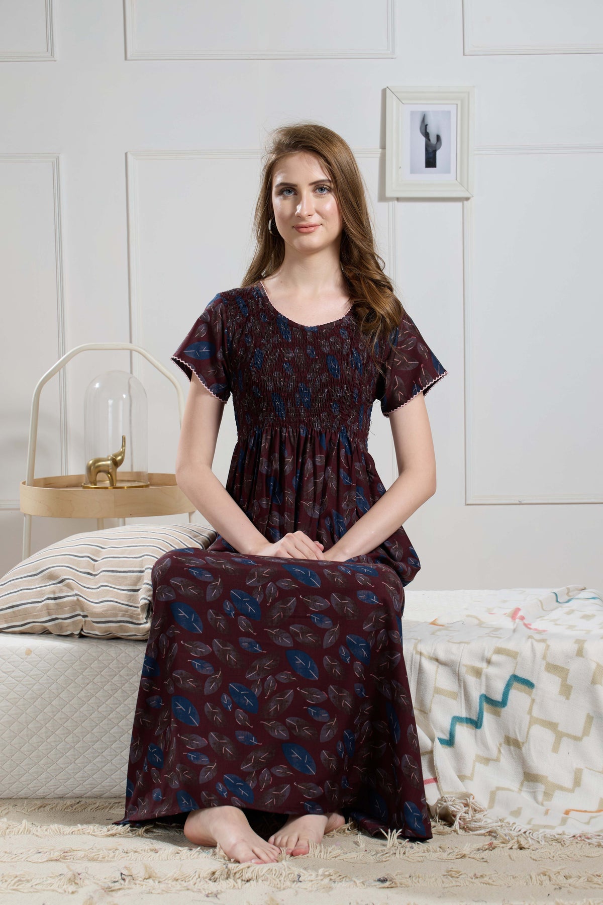 New Smocking Nighty | Stretchable Elastic Type | Beautiful Pleated Model | Side Pocket | Stylish Nighty for Stylish Women's (SYS)