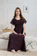 New Smocking Nighty | Stretchable Elastic Type | Beautiful Pleated Model | Side Pocket | Stylish Nighty for Stylish Women's (SYS)
