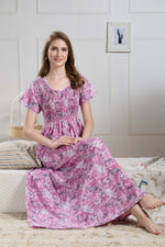 New Smocking Nighty | Stretchable Elastic Type | Beautiful Pleated Model | Side Pocket | Stylish Nighty for Stylish Women's (SYS)
