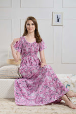 New Smocking Nighty | Stretchable Elastic Type | Beautiful Pleated Model | Side Pocket | Stylish Nighty for Stylish Women's (SYS)