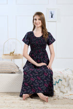 New Smocking Nighty | Stretchable Elastic Type | Beautiful Pleated Model | Side Pocket | Stylish Nighty for Stylish Women's (SYS)