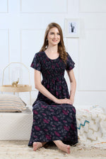 New Smocking Nighty | Stretchable Elastic Type | Beautiful Pleated Model | Side Pocket | Stylish Nighty for Stylish Women's (SYS)