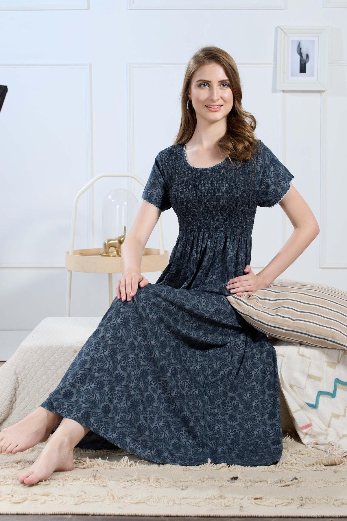 Printed Smocking Nighties Online