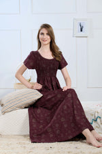 New Smocking Nighty | Stretchable Elastic Type | Beautiful Pleated Model | Side Pocket | Stylish Nighty for Stylish Women's (SYS)