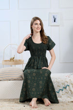 New Smocking Nighty | Stretchable Elastic Type | Beautiful Pleated Model | Side Pocket | Stylish Nighty for Stylish Women's (SYS)
