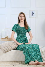 Synthetic Printed Smocking Nighties Online