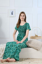 Synthetic Printed Smocking Nighties Online