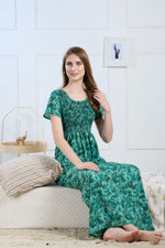 Synthetic Printed Smocking Nighties Online