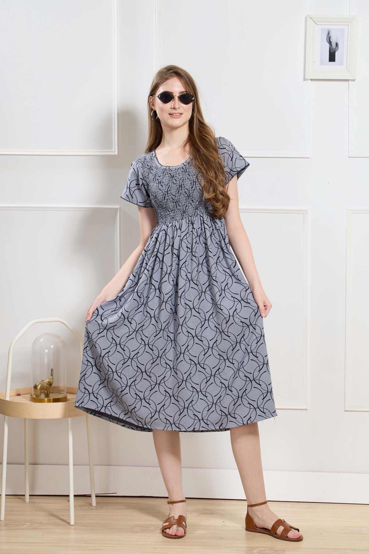 New Stylish Alpine Smocking Maxi Frock Model Nightgown for trendy Women's & Teenage Girl's (ASM)