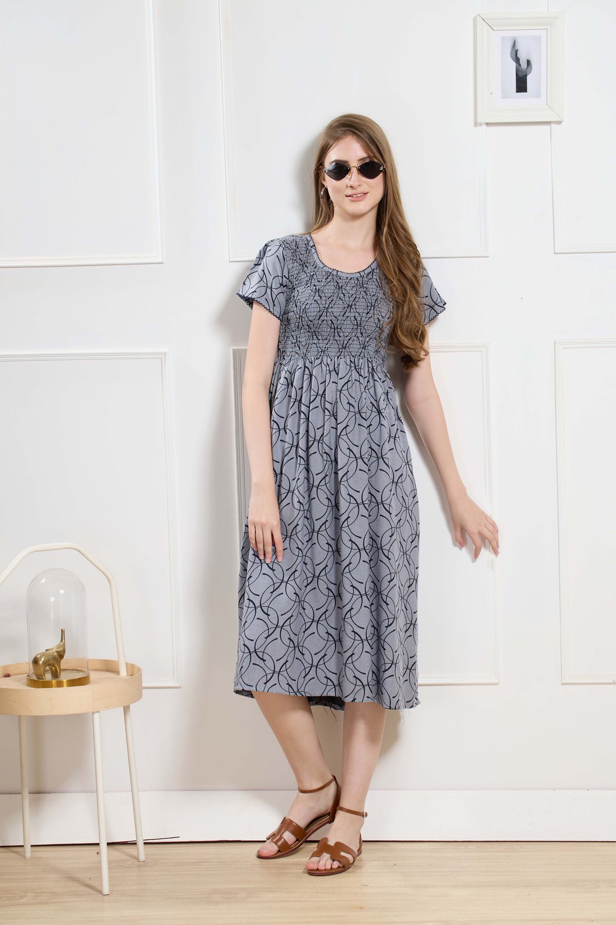 New Stylish Alpine Smocking Maxi Frock Model Nightgown for trendy Women's & Teenage Girl's (ASM)