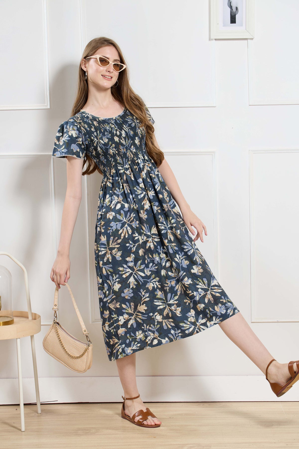 New Stylish Alpine Smocking Maxi Frock Model Nightgown for trendy Women's & Teenage Girl's (ASM)