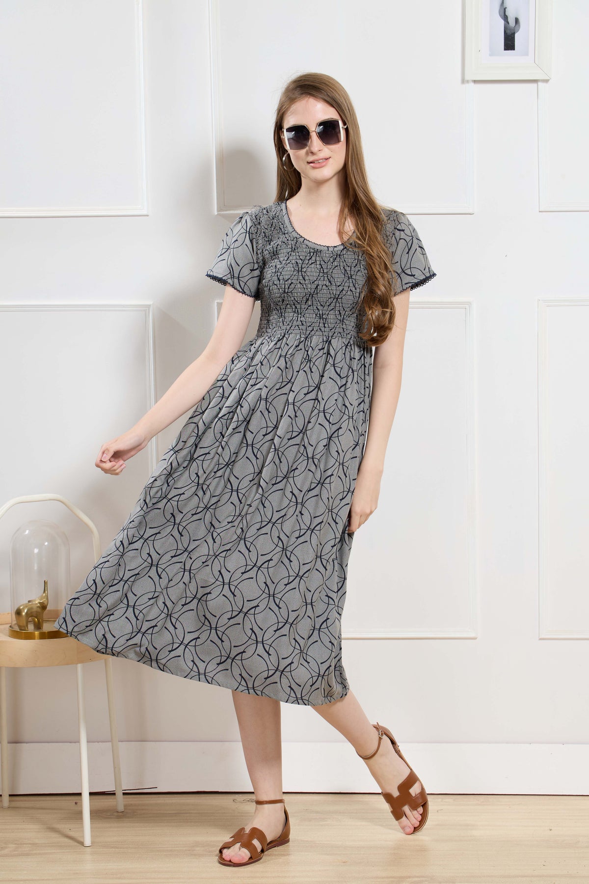New Stylish Alpine Smocking Maxi Frock Model Nightgown for trendy Women's & Teenage Girl's (ASM)