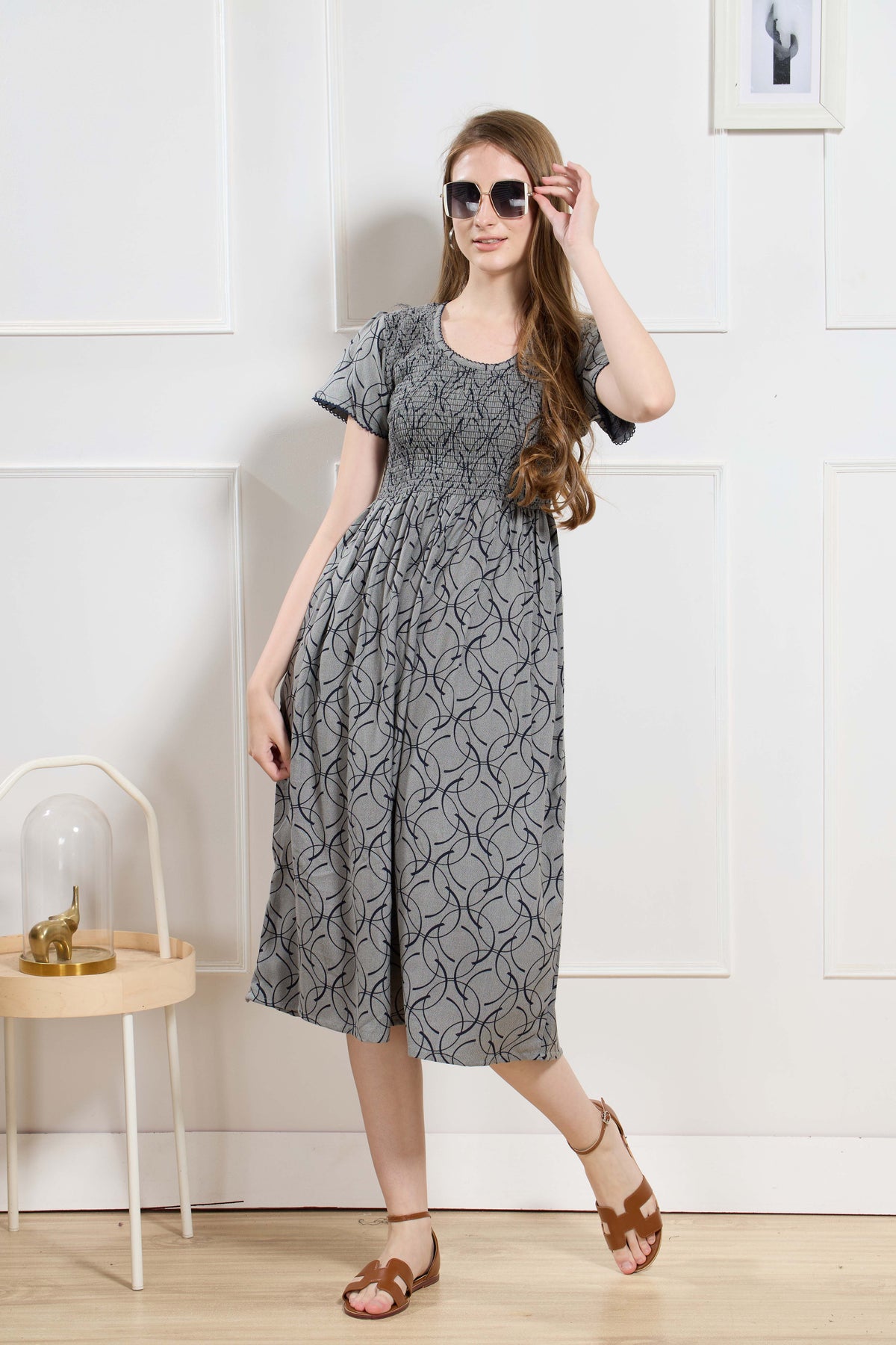 New Stylish Alpine Smocking Maxi Frock Model Nightgown for trendy Women's & Teenage Girl's (ASM)