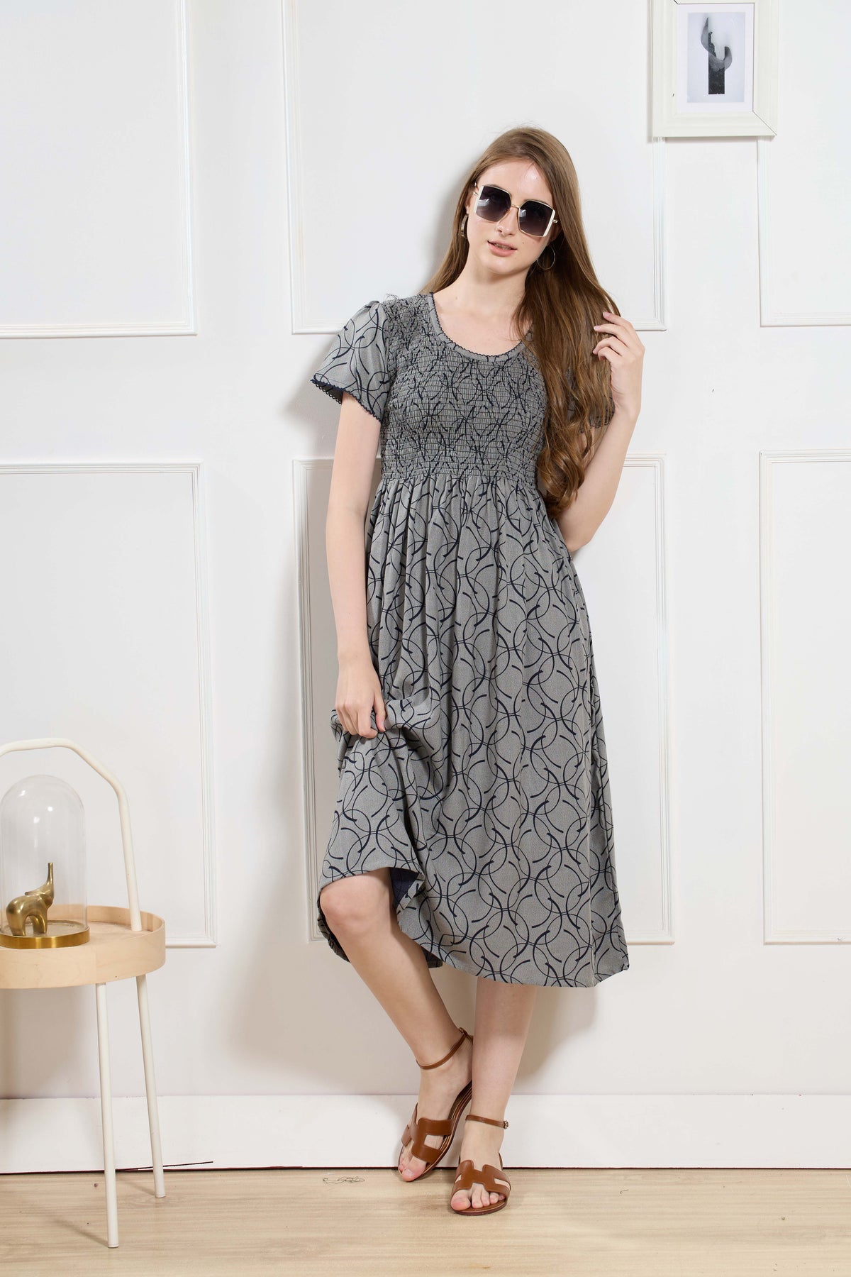 New Stylish Alpine Smocking Maxi Frock Model Nightgown for trendy Women's & Teenage Girl's (ASM)