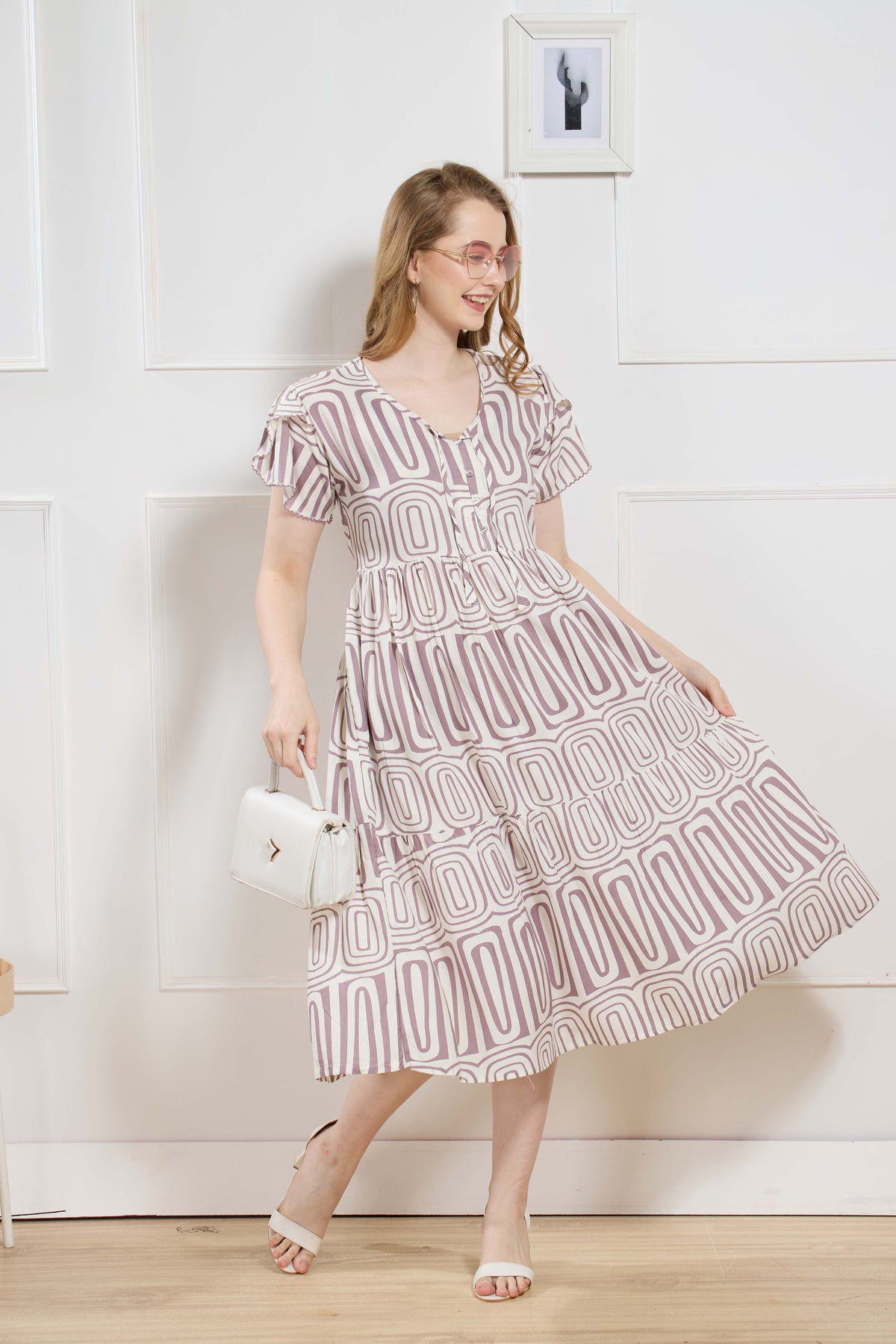 Rayon MAXI FROCK Model Nighties | Fancy Petal Sleeve | Fancy Neck & Side Pocket | Pleated Frock MAXI Style | Trendy Collection's for Stylish Women & Teenage Girl (FSF)