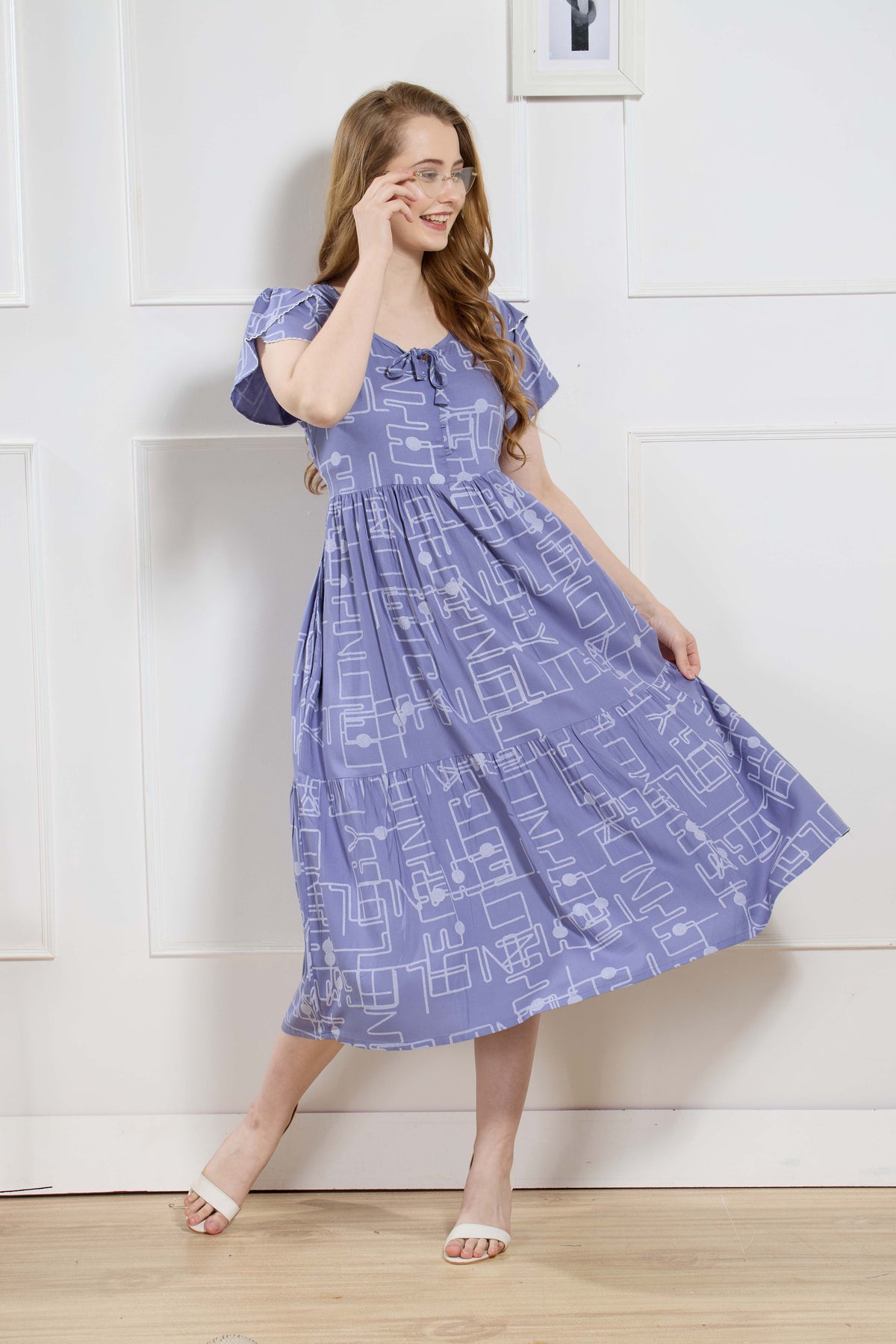 Rayon MAXI FROCK Model Nighties | Fancy Petal Sleeve | Fancy Neck & Side Pocket | Pleated Frock MAXI Style | Trendy Collection's for Stylish Women & Teenage Girl (FSF)