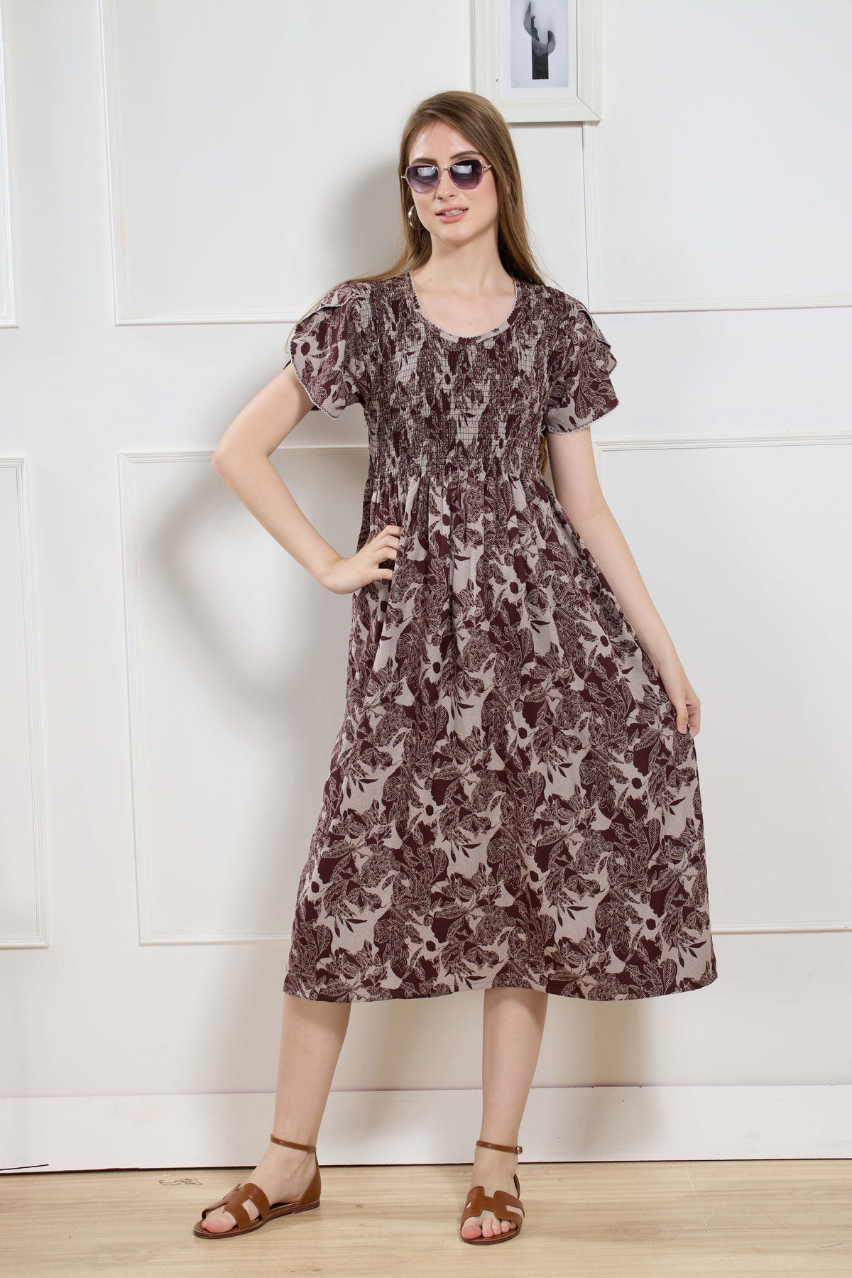 New Stylish Alpine Smocking Maxi Frock Model Nightgown for trendy Women's & Teenage Girl's (ASM)