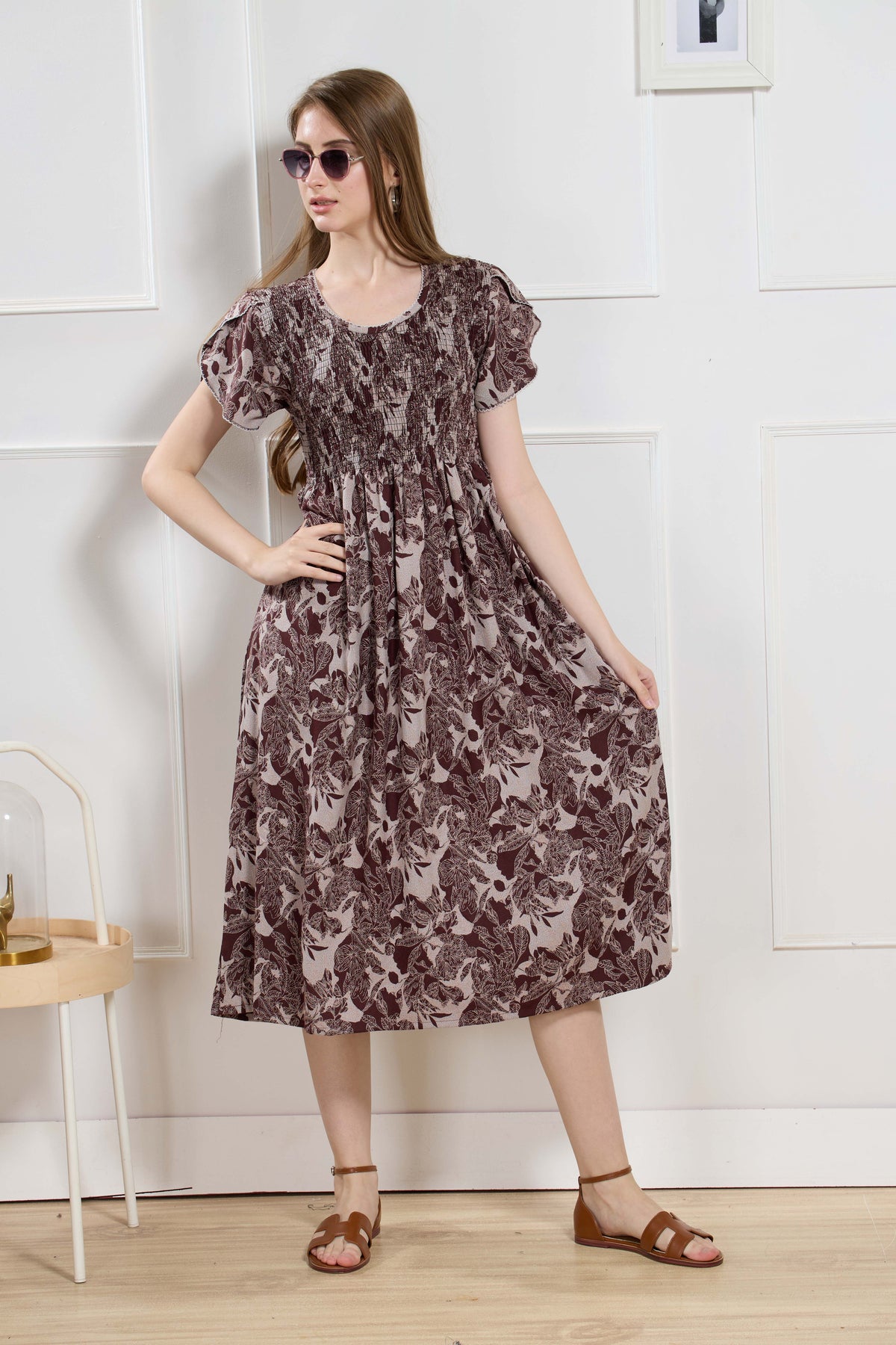 New Stylish Alpine Smocking Maxi Frock Model Nightgown for trendy Women's & Teenage Girl's (ASM)