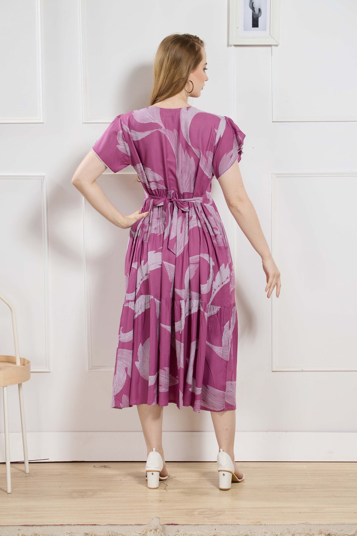 Rayon MAXI FROCK Model Nighties | Fancy Petal Sleeve | Fancy Neck & Side Pocket | Pleated Frock MAXI Style | Trendy Collection's for Stylish Women & Teenage Girl (FSF)