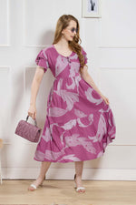 Rayon MAXI FROCK Model Nighties | Fancy Petal Sleeve | Fancy Neck & Side Pocket | Pleated Frock MAXI Style | Trendy Collection's for Stylish Women & Teenage Girl (FSF)