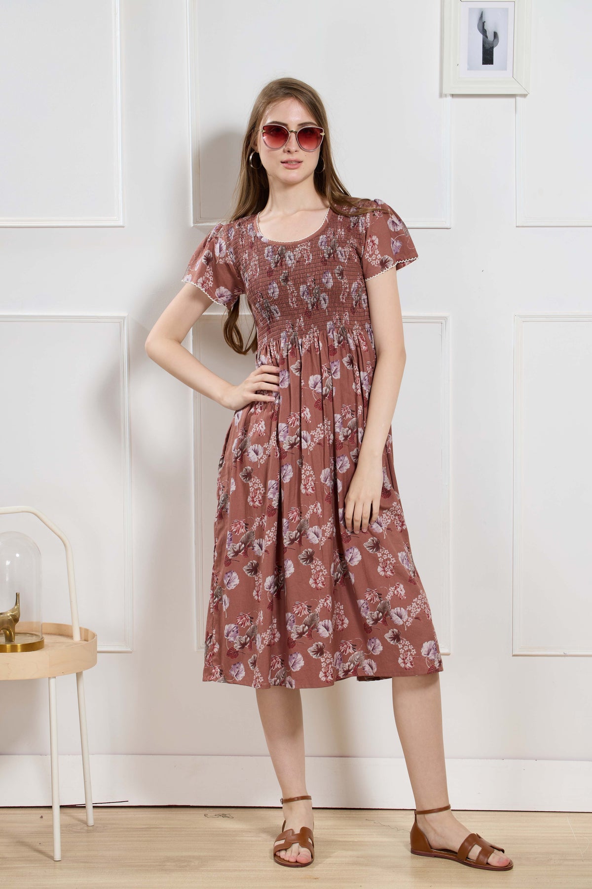 New Stylish Alpine Smocking Maxi Frock Model Nightgown for trendy Women's & Teenage Girl's (ASM)