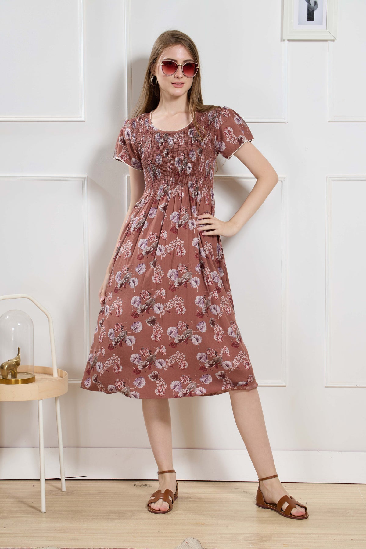 New Stylish Alpine Smocking Maxi Frock Model Nightgown for trendy Women's & Teenage Girl's (ASM)