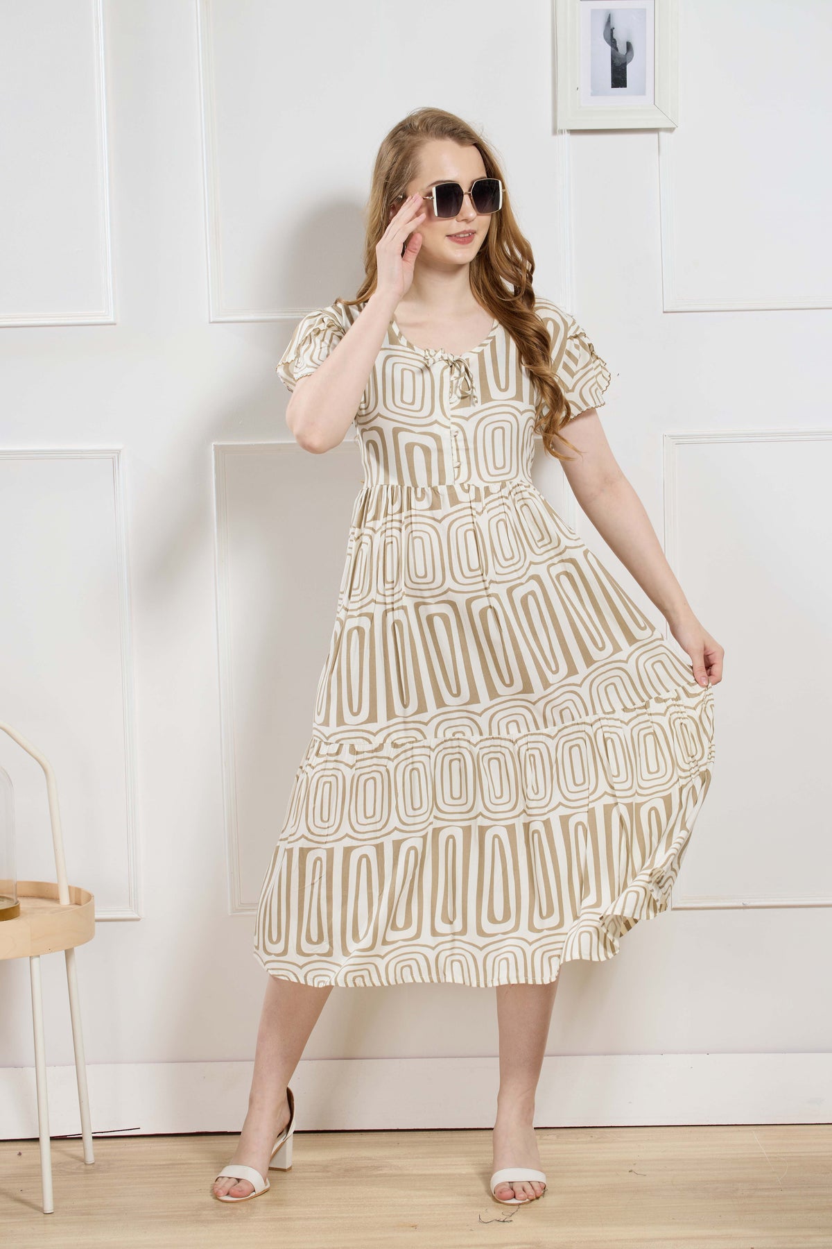 Rayon MAXI FROCK Model Nighties | Fancy Petal Sleeve | Fancy Neck & Side Pocket | Pleated Frock MAXI Style | Trendy Collection's for Stylish Women & Teenage Girl (FSF)